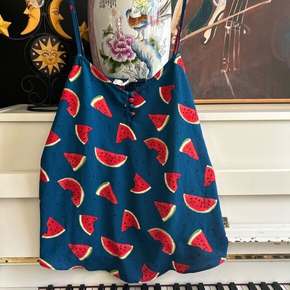 Watermelon Print Tank Top - Blue and Red - Picture 1 of 16